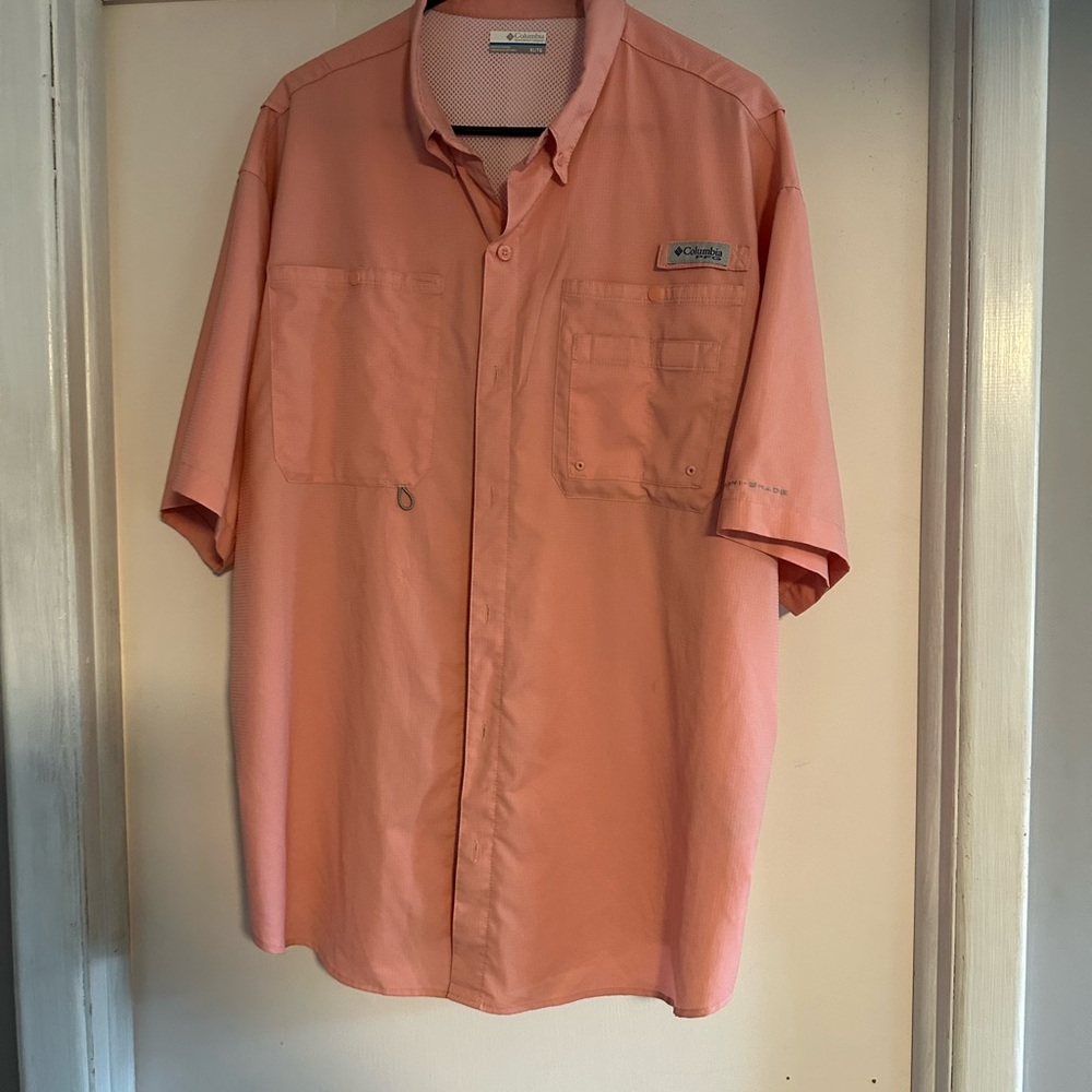 Columbia PFG Men's Peach Button Down Shirt XL